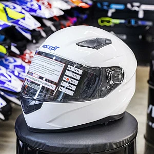 Шлем интеграл с очками ROCKOT RM-133 Solid White (бел глянц, XL)