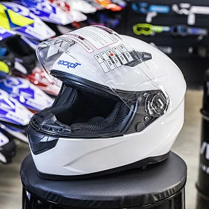 Шлем интеграл с очками ROCKOT RM-133 Solid White (бел глянц, XL)